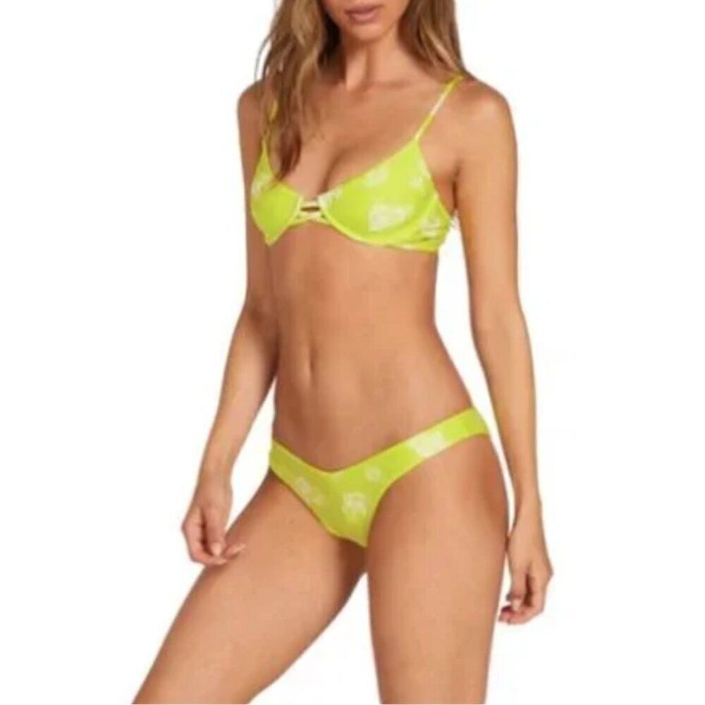 NEW Volcom "Nice Stems" Neon Floral 2 Pc. Bikini Set Sz. S